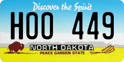 ND license plate HOO449