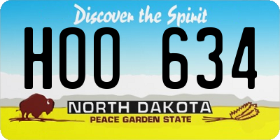 ND license plate HOO634