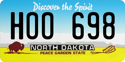 ND license plate HOO698