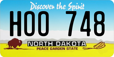 ND license plate HOO748