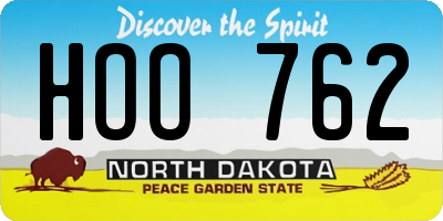 ND license plate HOO762