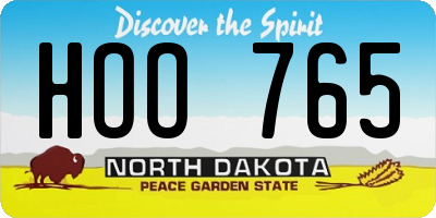 ND license plate HOO765