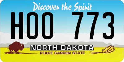 ND license plate HOO773