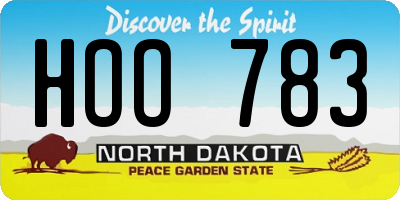 ND license plate HOO783