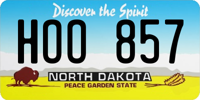 ND license plate HOO857