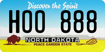 ND license plate HOO888