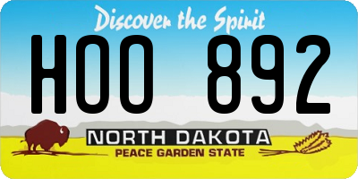 ND license plate HOO892