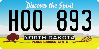 ND license plate HOO893