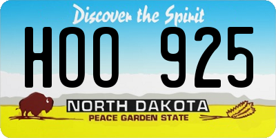 ND license plate HOO925