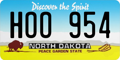 ND license plate HOO954