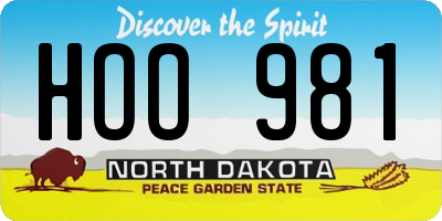 ND license plate HOO981