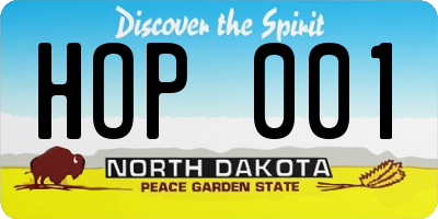 ND license plate HOP001