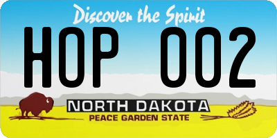 ND license plate HOP002