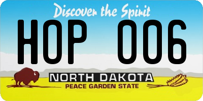 ND license plate HOP006