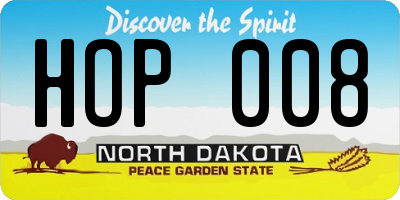 ND license plate HOP008