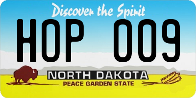 ND license plate HOP009