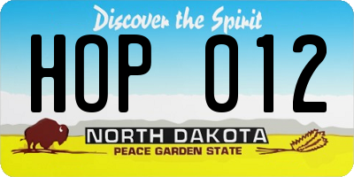 ND license plate HOP012