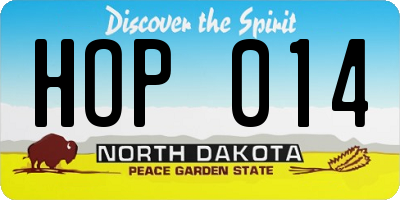 ND license plate HOP014
