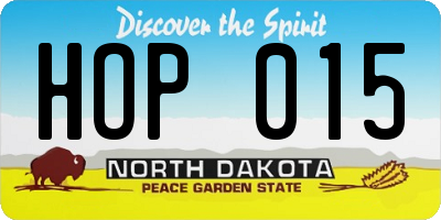 ND license plate HOP015
