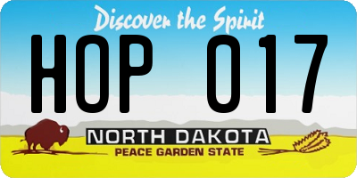ND license plate HOP017