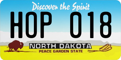 ND license plate HOP018
