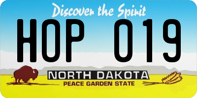 ND license plate HOP019