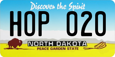 ND license plate HOP020