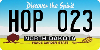ND license plate HOP023
