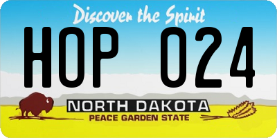 ND license plate HOP024