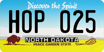 ND license plate HOP025