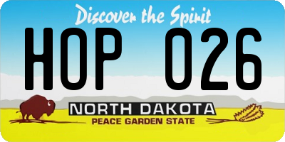 ND license plate HOP026