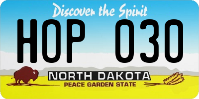 ND license plate HOP030