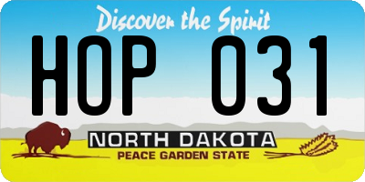 ND license plate HOP031