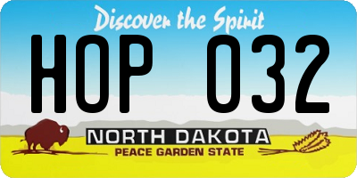 ND license plate HOP032