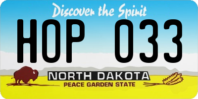 ND license plate HOP033
