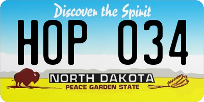 ND license plate HOP034