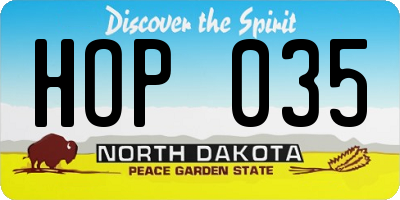 ND license plate HOP035
