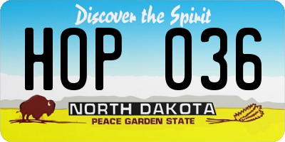 ND license plate HOP036