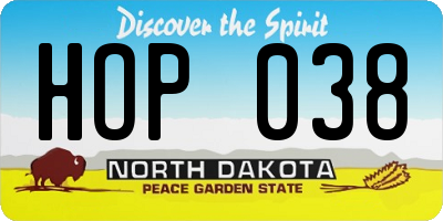 ND license plate HOP038