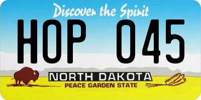 ND license plate HOP045