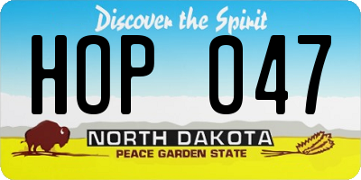 ND license plate HOP047
