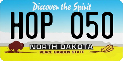 ND license plate HOP050