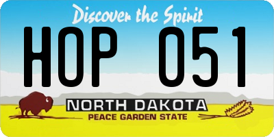 ND license plate HOP051