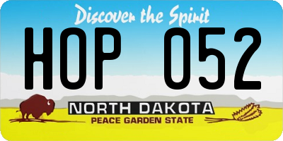 ND license plate HOP052
