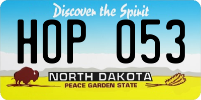 ND license plate HOP053