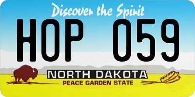 ND license plate HOP059