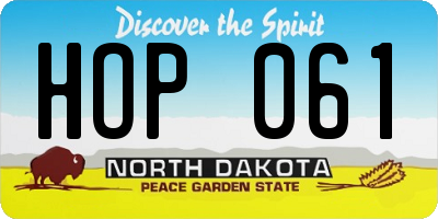 ND license plate HOP061