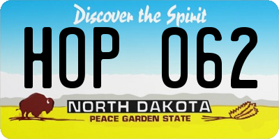 ND license plate HOP062