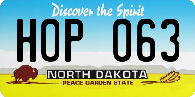 ND license plate HOP063