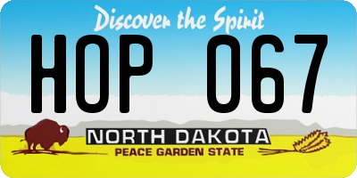 ND license plate HOP067